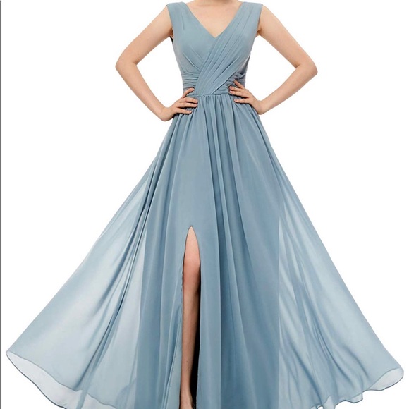 Ymsha Dresses & Skirts - Slate Blue Formal Dress with slit & POCKETS‼️